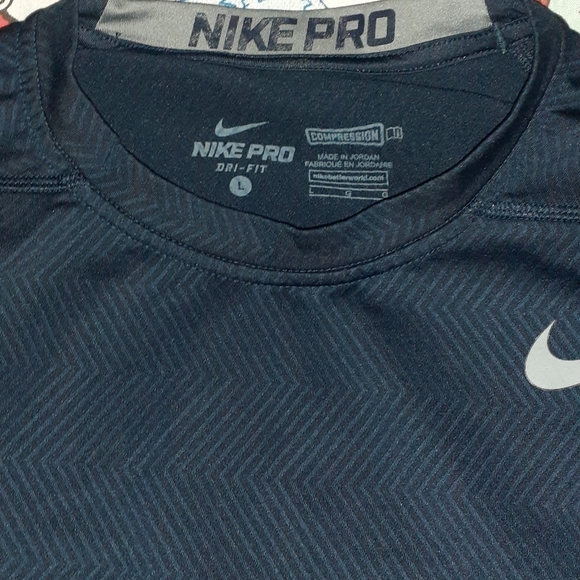 Nike Pro Combat Long Sleeve Navy Blue Compression Shirt Jersey Training Fitness - Picture 4 of 6